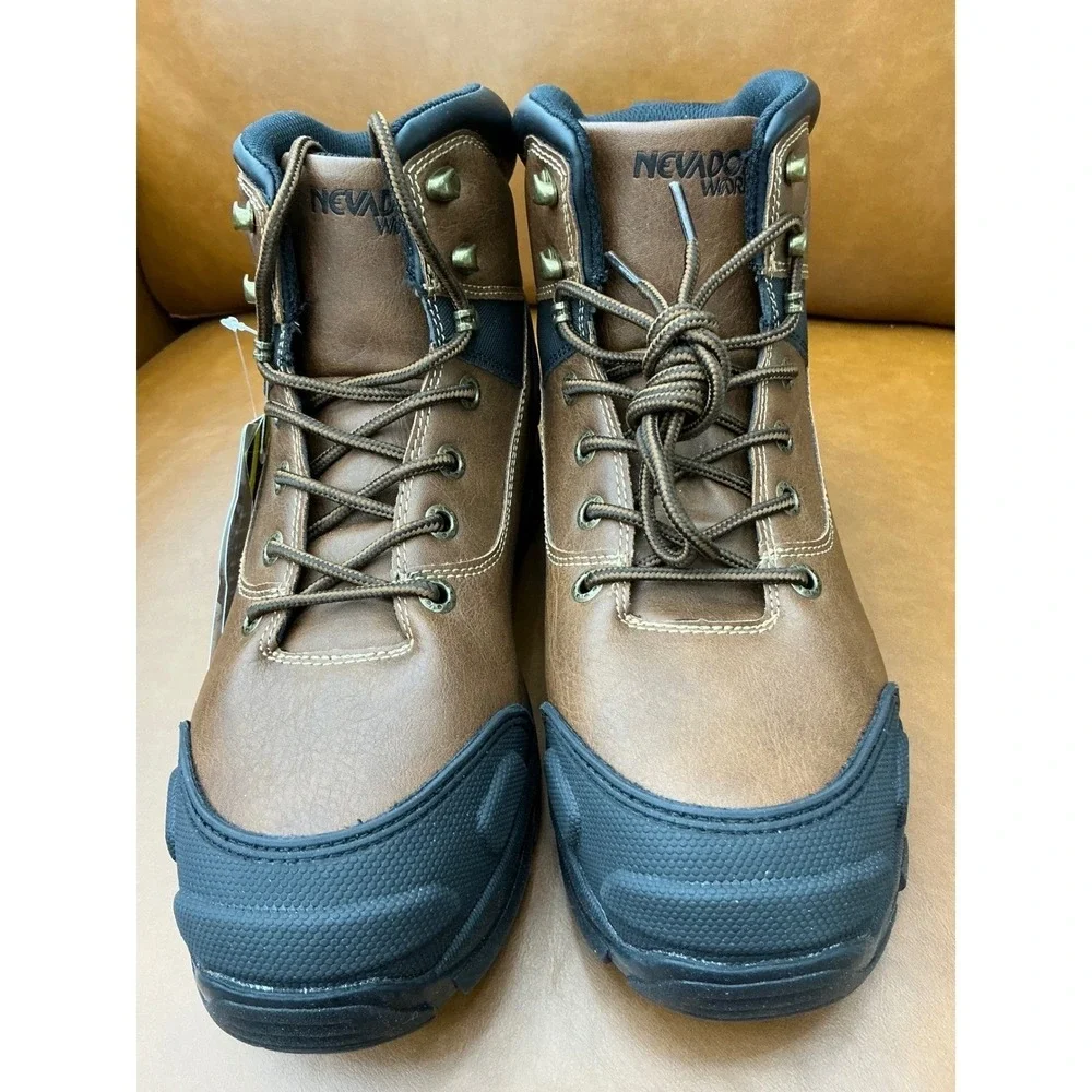 Nevados Pause Work Boots Mens 9.5 Brown New Steel Toe Safety Shoes RPCHN010023